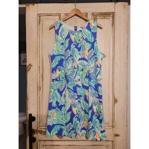 NWOT Lilly Pulitzer Mila Shift Dress Beckon Blue Wake Up Call Scuba Material Siz